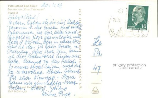 Bad Koesen Sanatorium Ernst Thälmann Vestibül Volk – Bild 2