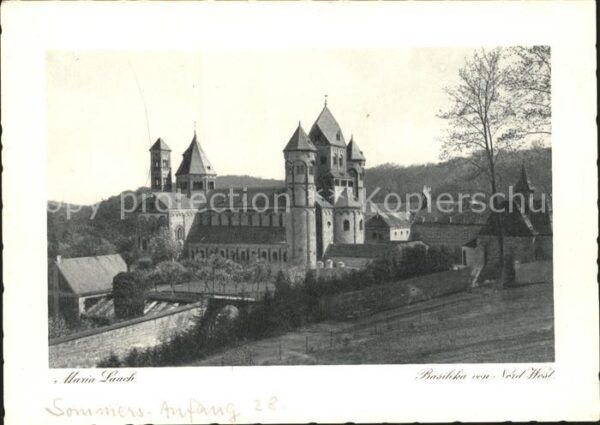 Maria Laach Glees Ansicht der Basilika von Nord West Abte
