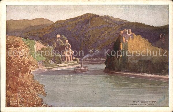 Struden Künstlerkarte Erste Donau Dampfschiffah