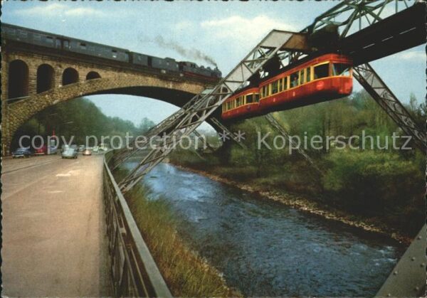 Wuppertal Sonnborner Brücke Eisenbahn und Schwebe