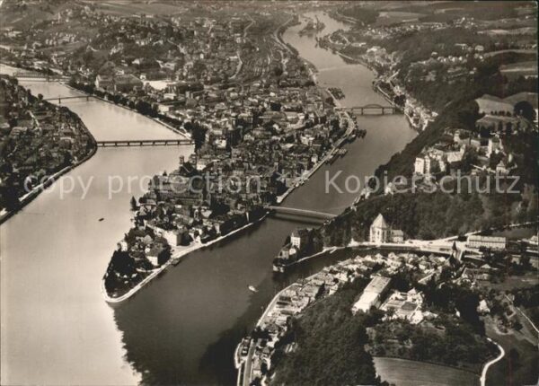 Passau Fliegeraufnahme Dreiflüsse