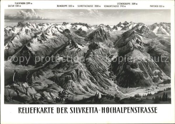 Silvretta-Hochalpenstrasse Reliefkarte