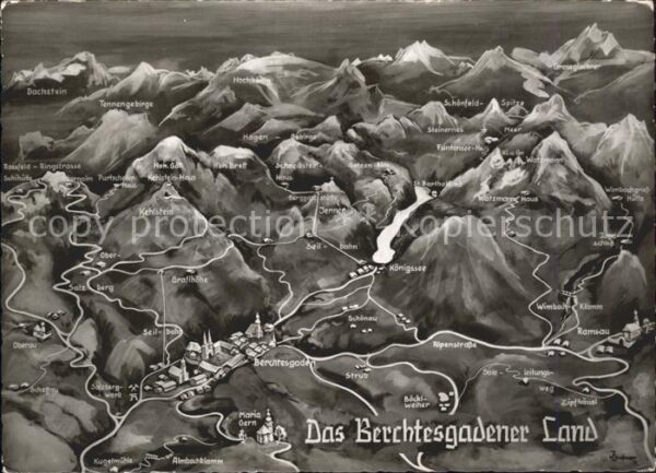 Berchtesgaden Panoramakarte Königssee Beruntesgaden G