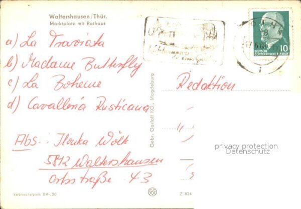 Waltershausen Gotha Marktplatz mit Rathaus – Bild 2
