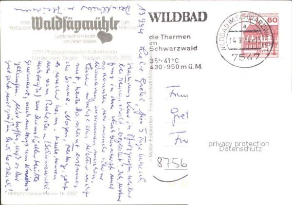 Wildbad Schwarzwald Hotel Restaurant Waldsägmühle – Bild 2
