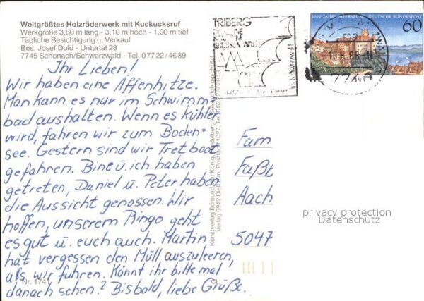 Schonach Schwarzwald Weltgrösstes Holzräderwerk mit Kuckucks – Bild 2