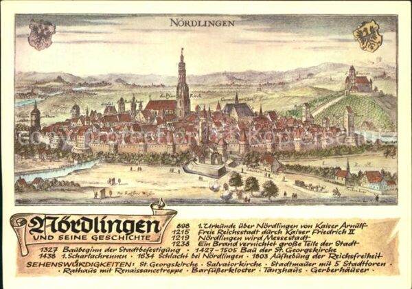 Noerdlingen und seine Geschichte Wappen Stich von M