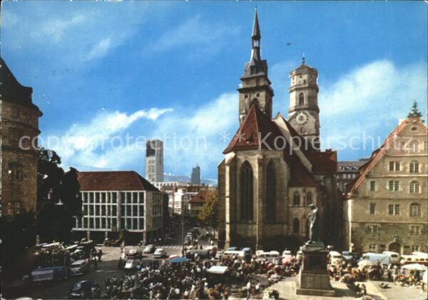 Stuttgart Schillerplatz Denkmal Kirche