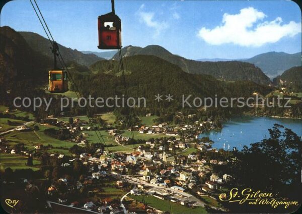 St Gilgen Salzkammergut Panorama mit Alpen Gondelbahn zum Zwölf
