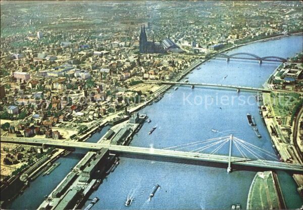 Koeln Rhein Fliegeraufnahme Severinsbrücke Deutzerb