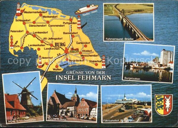 Fehmarn Inselkarte Burgstaaken Sundbrücke Mühle