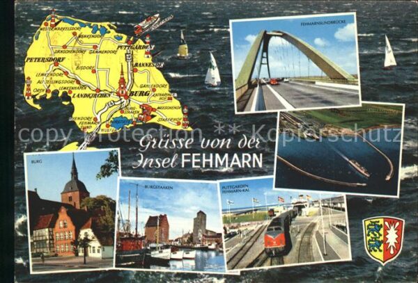 Fehmarn Inselkarte Burgstaaken Sundbrücke Mühle