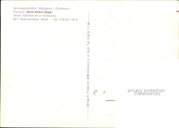 Boebrach Speisegaststätte Metzgerei Zachskorn – Bild 2