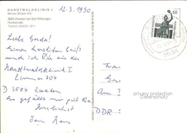 Bad Wildungen Hardtwaldklinik Werner Wicker KG Zweste – Bild 2