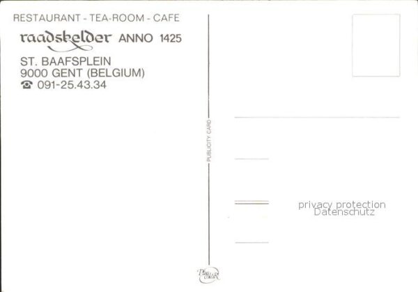 Gent Gand Flandre Restauratn Tea Room Raadskelder Anno St – Bild 2