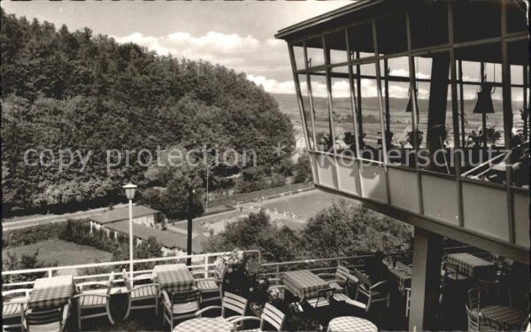 Bad Driburg Blick vom Cafe Falkenhöhe Schwimmbad