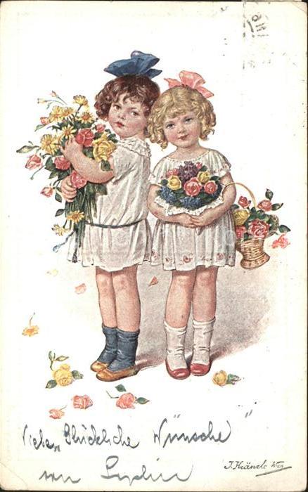 Kinder Child Enfants Blumen Künstlerkarte J. Kränzle