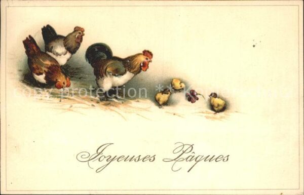 Ostern Easter Paques Hühner Küken Litho