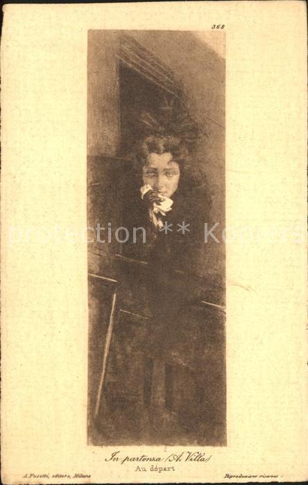 Kuenstlerkarte A. Villa In partenza Nr. 368 Frau Eisen