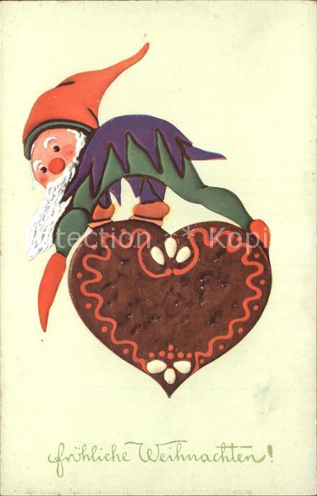Zwerge Dwarfs Nains Weihnachten Lebkuchenherz