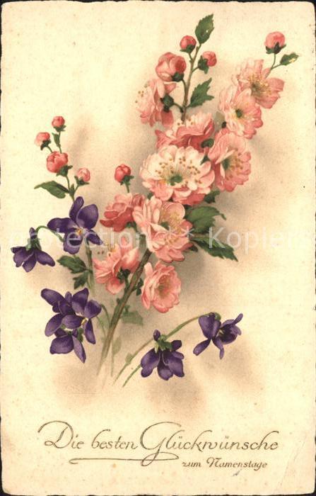 Namenstag Namenskarte Veilchen Litho