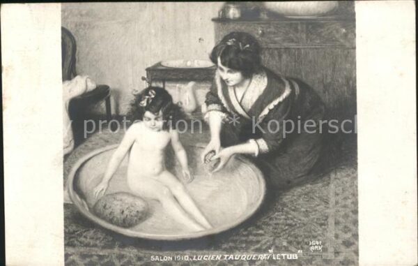 Kuenstlerkarte Lucien Tauqueray Le Tub Nr. 1641 Kind B