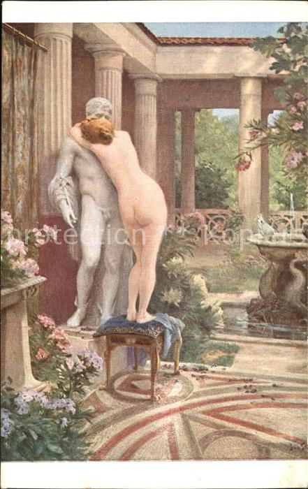 Kuenstlerkarte Jan Styka Der Kuss der Eunice Quo Vadis
