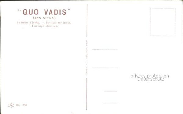 Kuenstlerkarte Jan Styka Der Kuss der Eunice Quo Vadis – Bild 2
