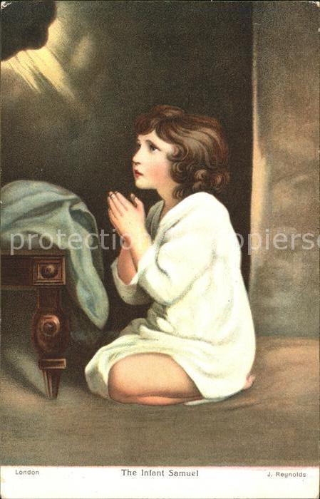 Kuenstlerkarte J. Reynolds The Infant Samuel Gebet