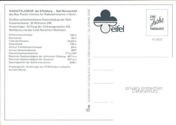 Astronomie Radioteleskop Effelsberg Bad Münstereif – Bild 2