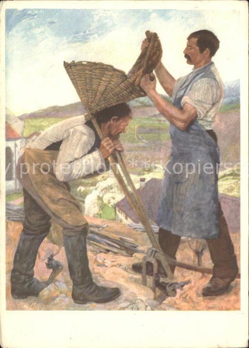 Kuenstlerkarte Gustave Jeanneret Mühsame Arbeit im Reb