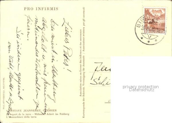 Kuenstlerkarte Gustave Jeanneret Mühsame Arbeit im Reb – Bild 2