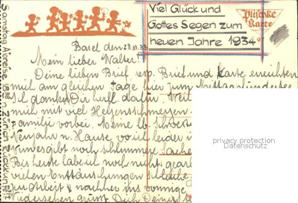 Scherenschnitt Schattenbildkarte Georg Plischke Engel Blume – Bild 2