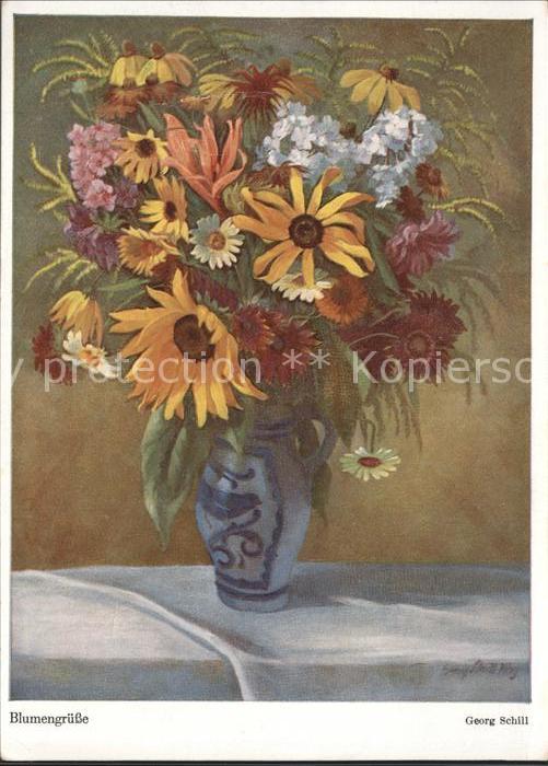 Kuenstlerkarte Georg Schill Blumengrüße