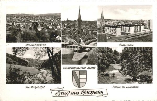 Pforzheim Gesamtansicht Teilansicht Zusammenfluss