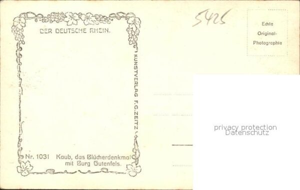 Kaub Blücherdenkmal mit Burg Gutenfels – Bild 2
