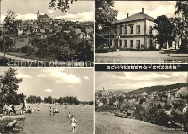 Schneeberg Erzgebirge Teilansicht Haus der Einheit Filzteich