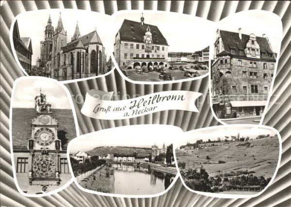 Heilbronn Neckar Kirche Rathaus Uhr Brücke Panorama