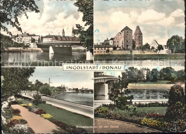 Ingolstadt Donau Donaubrücke Schloss Blumenanlagen an de