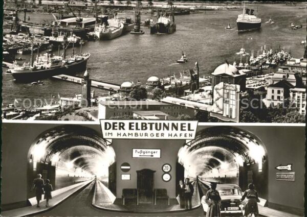 Hamburg Hafenansicht mit Querschnitt und Innena