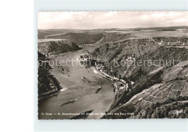 St Goar mit St Goarshausen am Rhein mit Burg Ka