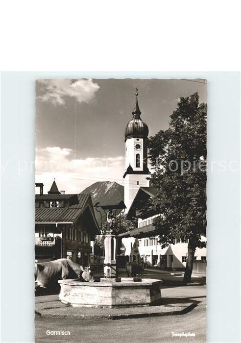 Garmisch-Partenkirchen Josefsplatz Brunnen Kirche