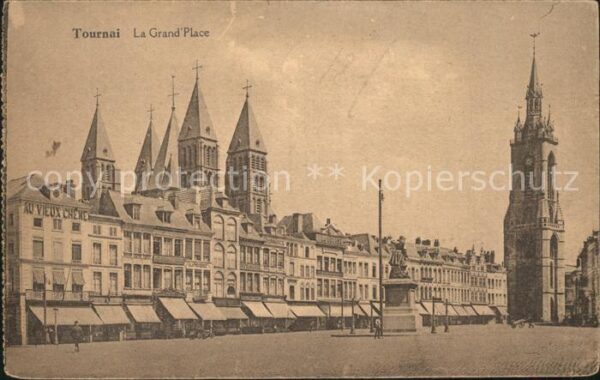 Tournai Hainaut La Grande Place Monument Tour Eglise