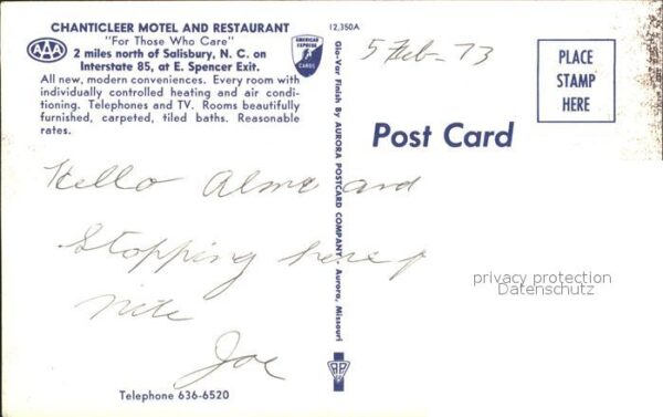 Salisbury North Carolina Chanticleer Motel and Restaurant – Bild 2