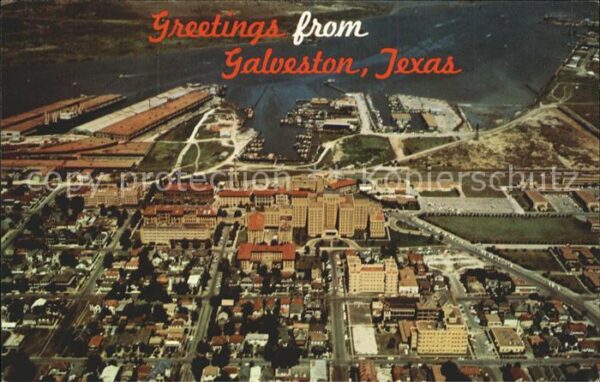 Galveston Texas Aerial view Hospitals Yacht Basin