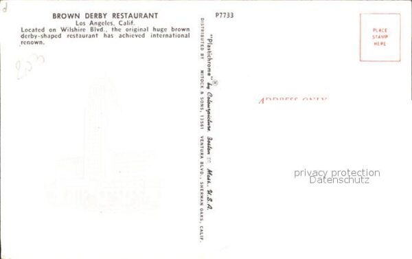 Los Angeles California Brown Derby Restaurant – Bild 2