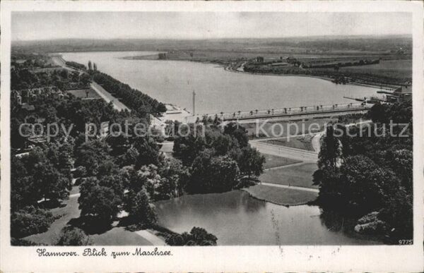 Hannover Panorama Blick zum Maschsee Bromsilber