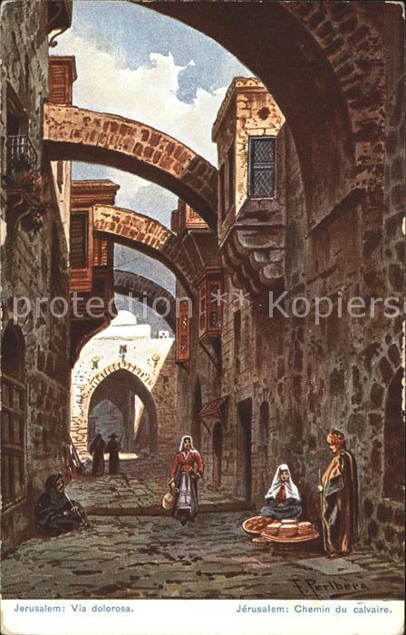Jerusalem Yerushalayim Via dolorosa Künstlerkarte Serie 768 Pa