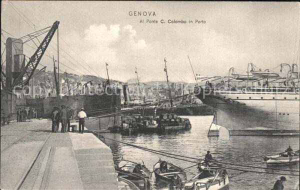 Genova Genua Liguria Al Ponte C. Colombo in Porto Schiff Kra