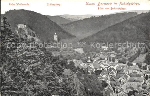 Berneck Fichtelgebirge Panorama Blick vom Rothersfelsen Ruine